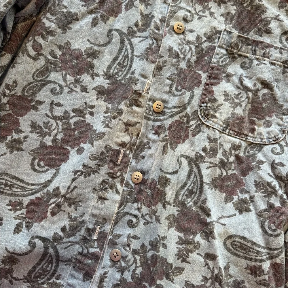 Vintage Pattern Denim Button-Up Shirt - Picture 4 of 9